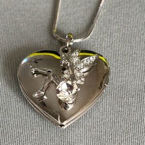Silver Heart locket embellished fairy